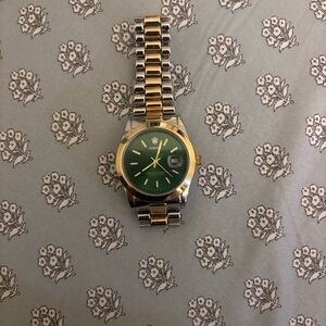 Rolex Green Dial Gold and Silver Watch